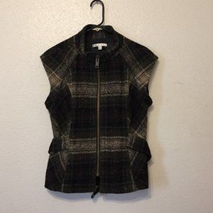 Cabi Plaid Equestrian Belted Vest